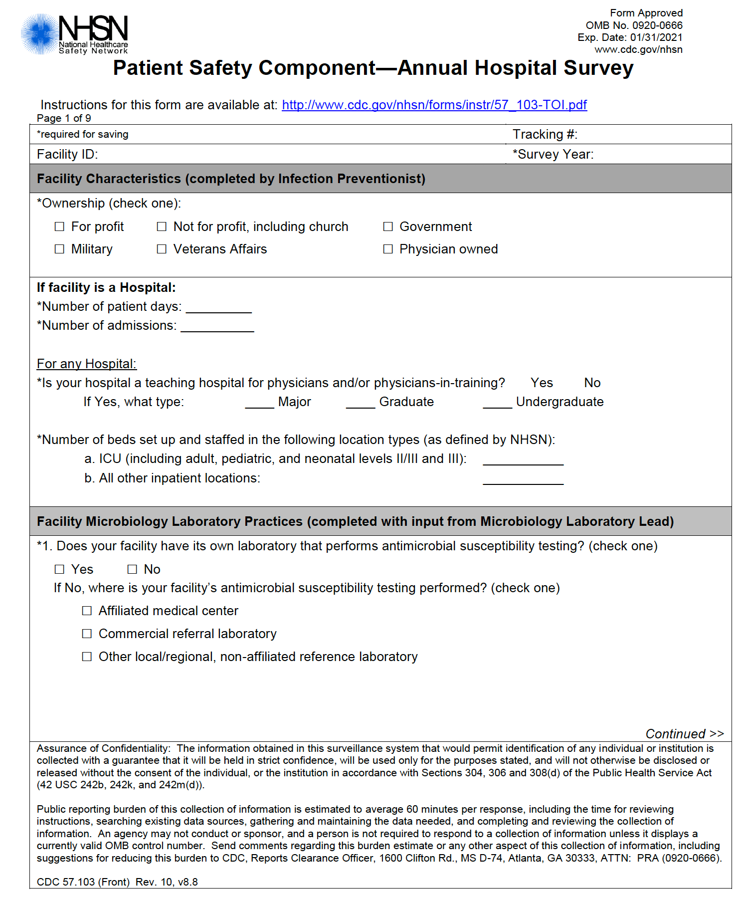 National Healthcare Safety Network Surveys